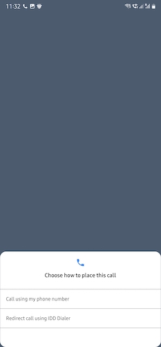 Step 4: Android will ask for confirmation to dial using IDD Dialer